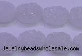 CAG8170 7.5 inches 13*18mm oval white plated druzy agate beads