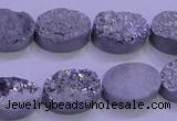 CAG8172 7.5 inches 13*18mm oval silver plated druzy agate beads