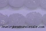 CAG8180 7.5 inches 15*20mm oval white plated druzy agate beads