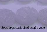 CAG8190 7.5 inches 18*25mm oval white plated druzy agate beads