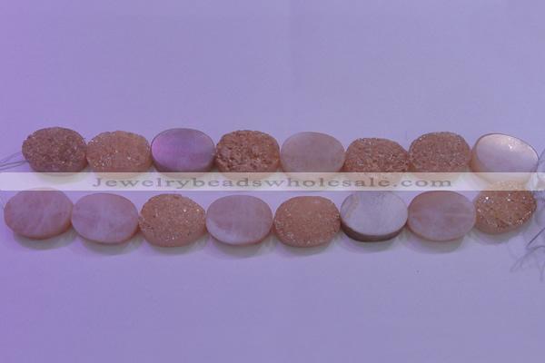 CAG8191 7.5 inches 18*25mm oval champagne plated druzy agate beads