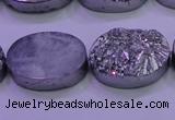 CAG8192 7.5 inches 18*25mm oval silver plated druzy agate beads