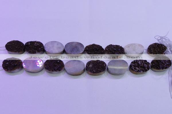 CAG8195 7.5 inches 18*25mm oval purple plated druzy agate beads