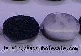 CAG8196 7.5 inches 18*25mm oval blue plated druzy agate beads