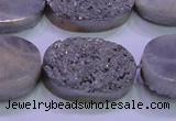 CAG8202 7.5 inches 20*30mm oval silver plated druzy agate beads