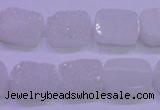 CAG8210 Top drilled 10*14mm rectangle white plated druzy agate beads