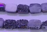 CAG8214 Top drilled 10*14mm rectangle rainbow plated druzy agate beads