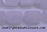 CAG8240 Top drilled 15*20mm rectangle white plated druzy agate beads