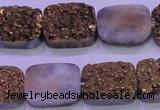 CAG8243 7.5 inches 15*20mm rectangle glod plated druzy agate beads