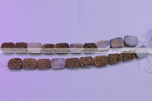 CAG8243 7.5 inches 15*20mm rectangle glod plated druzy agate beads