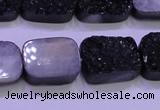 CAG8247 Top drilled 15*20mm rectangle black plated druzy agate beads