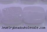 CAG8250 Top drilled 18*25mm rectangle white plated druzy agate beads