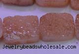 CAG8251 Top drilled 18*25mm rectangle champagne plated druzy agate beads