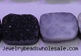 CAG8257 Top drilled 18*25mm rectangle black plated druzy agate beads