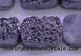 CAG8262 Top drilled 20*30mm rectangle silver plated druzy agate beads