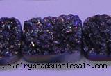 CAG8264 Top drilled 20*30mm rectangle rainbow plated druzy agate beads