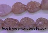 CAG8271 7.5 inches 10*14mm teardrop champagne plated druzy agate beads