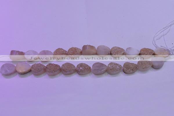 CAG8271 7.5 inches 10*14mm teardrop champagne plated druzy agate beads