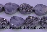 CAG8282 7.5 inches 12*16mm teardrop silver plated druzy agate beads