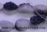 CAG8286 7.5 inches 12*16mm teardrop blue plated druzy agate beads