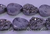 CAG8292 7.5 inches 13*18mm teardrop silver plated druzy agate beads