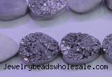 CAG8302 7.5 inches 15*20mm teardrop silver plated druzy agate beads