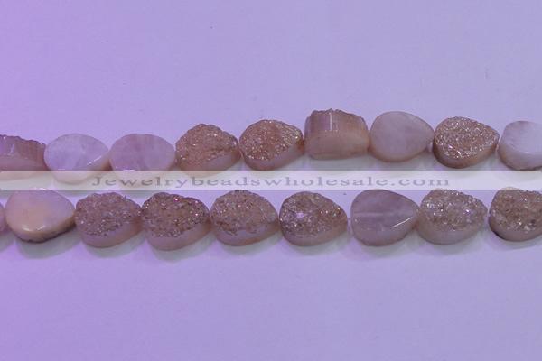 CAG8311 7.5 inches 18*25mm teardrop champagne plated druzy agate beads