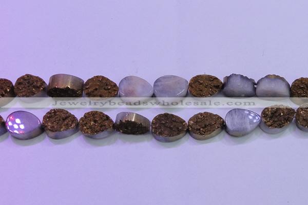 CAG8313 7.5 inches 18*25mm teardrop gold plated druzy agate beads