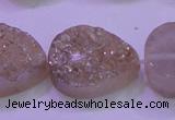 CAG8321 7.5 inches 20*30mm teardrop champagne plated druzy agate beads