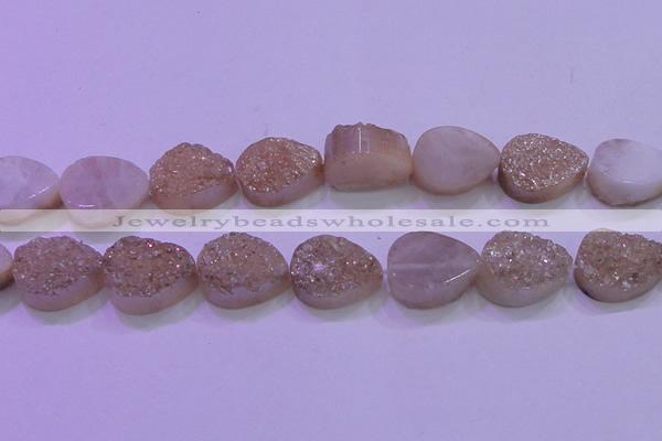 CAG8321 7.5 inches 20*30mm teardrop champagne plated druzy agate beads