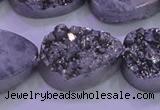 CAG8322 7.5 inches 20*30mm teardrop silver plated druzy agate beads