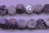 CAG8332 7.5 inches 10mm coin silver plated druzy agate beads