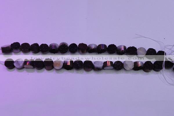 CAG8335 7.5 inches 10mm coin purple plated druzy agate beads