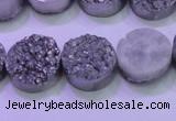 CAG8362 7.5 inches 16mm coin silver plated druzy agate beads