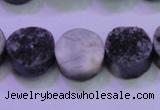 CAG8367 7.5 inches 16mm coin black plated druzy agate beads