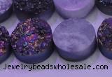 CAG8384 7.5 inches 20mm coin rainbow plated druzy agate beads