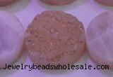 CAG8401 7.5 inches 30mm coin champagne plated druzy agate beads