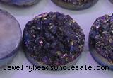 CAG8414 7.5 inches 35mm coin rainbow plated druzy agate beads