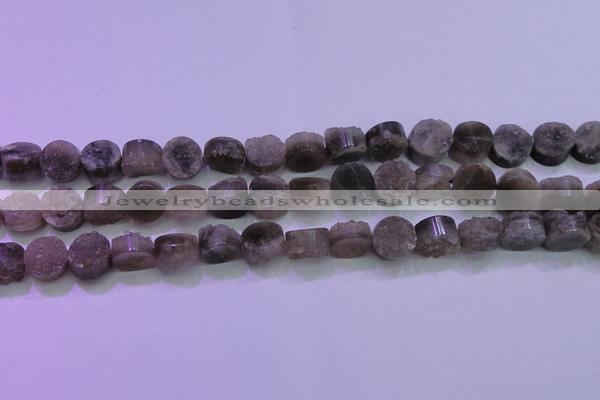 CAG8431 15.5 inches 12mm coin grey druzy agate gemstone beads