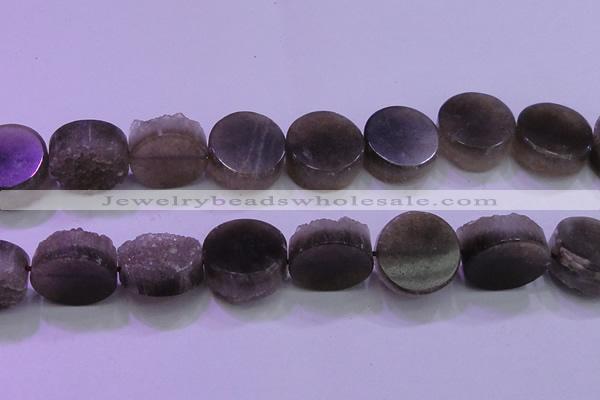 CAG8438 15.5 inches 28mm coin grey druzy agate gemstone beads