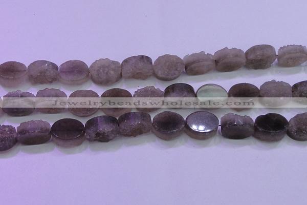 CAG8444 15.5 inches 15*20mm oval grey druzy agate gemstone beads