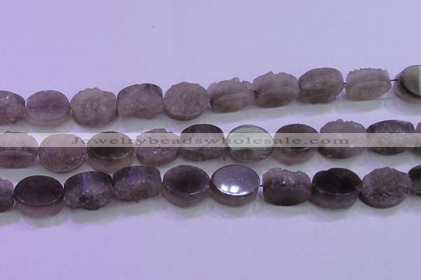 CAG8445 15.5 inches 18*25mm oval grey druzy agate gemstone beads