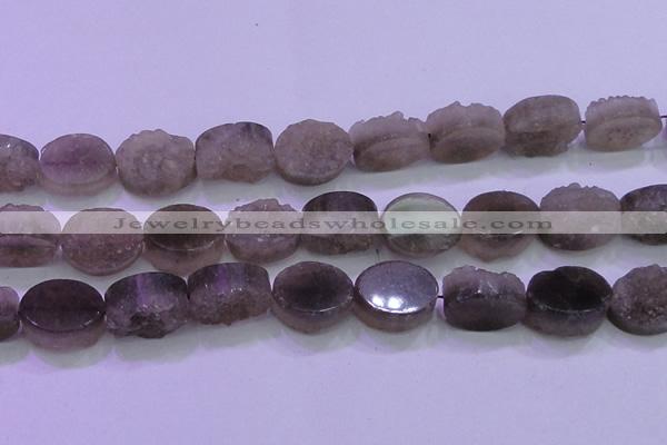 CAG8446 15.5 inches 20*30mm oval grey druzy agate gemstone beads