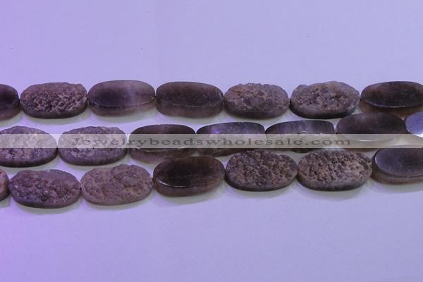 CAG8447 15.5 inches 15*30mm oval grey druzy agate gemstone beads