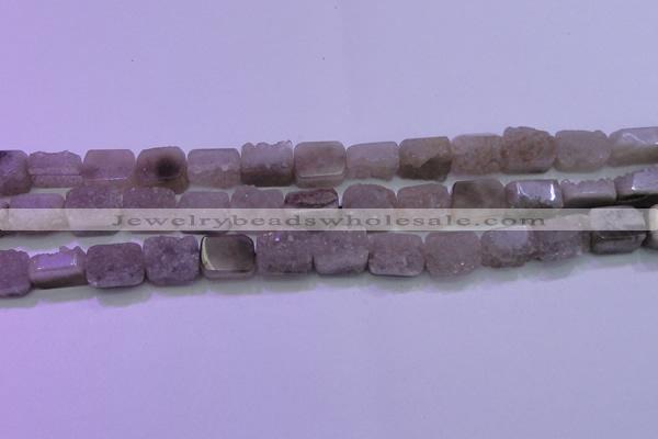 CAG8451 15.5 inches 10*14mm rectangle grey druzy agate gemstone beads