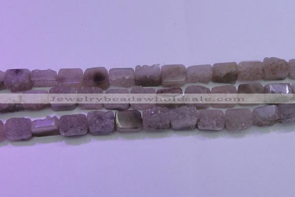 CAG8452 15.5 inches 12*16mm rectangle grey druzy agate gemstone beads