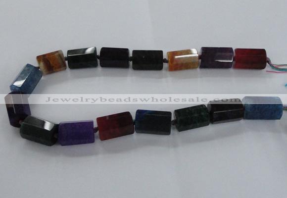 CAG8510 15*18mm - 15*22mm faceted tube dragon veins agate beads