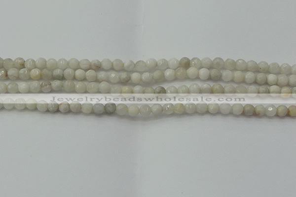 CAG8513 15.5 inches 4mm faceted round grey agate beads wholesale