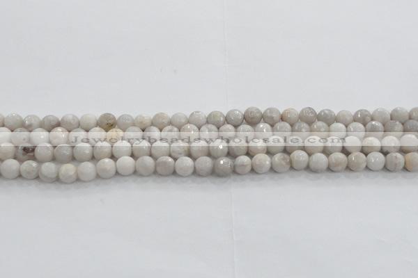 CAG8514 15.5 inches 6mm faceted round grey agate beads wholesale