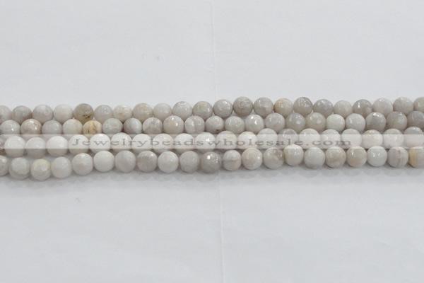 CAG8516 15.5 inches 10mm faceted round grey agate beads wholesale